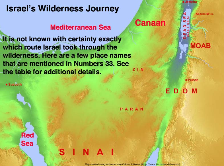 Israel's Wilderness Journey map
